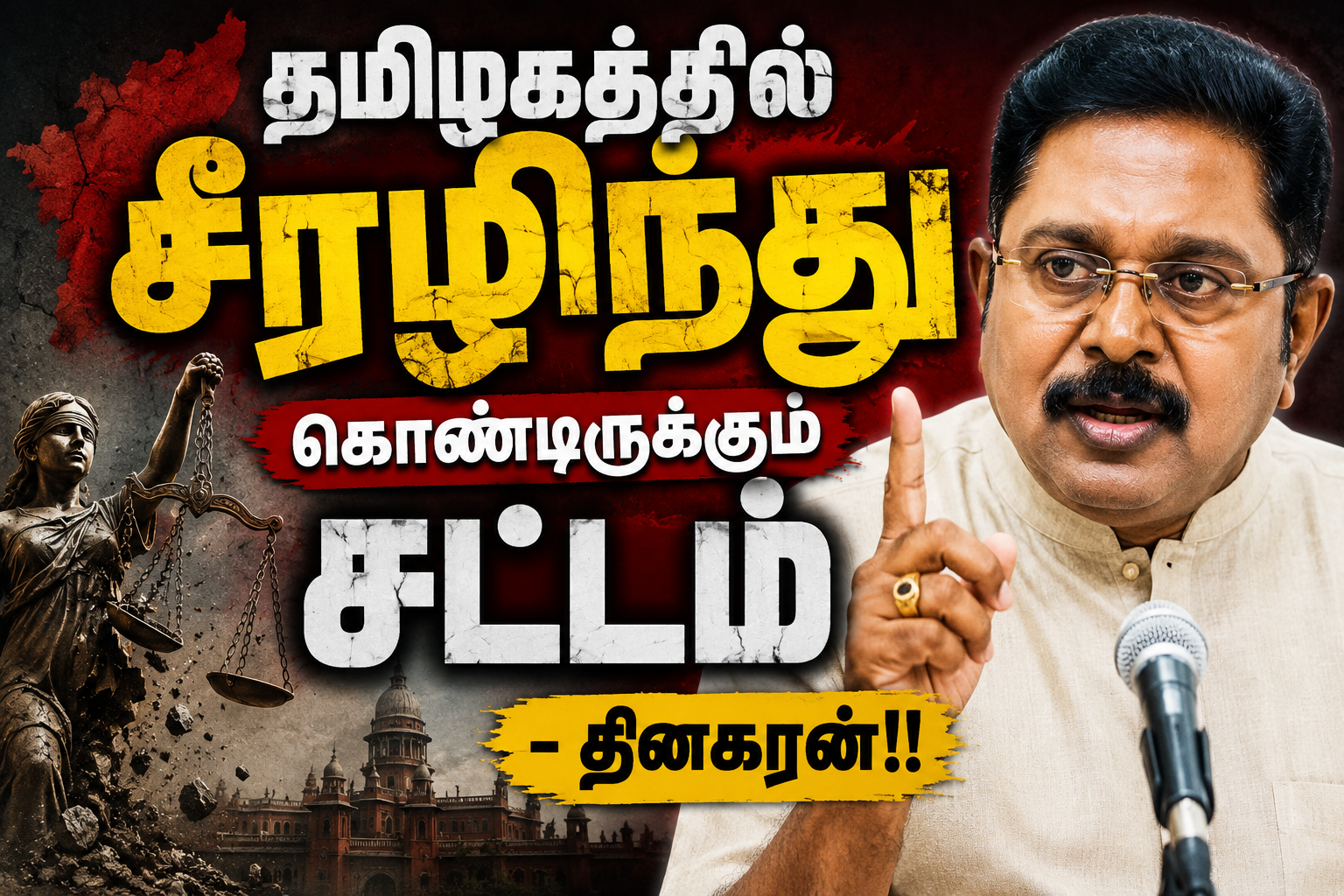 தமிழகத்தில் சீரழிந்து கொண்டிருக்கும் சட்டம்  - தினகரன்!!